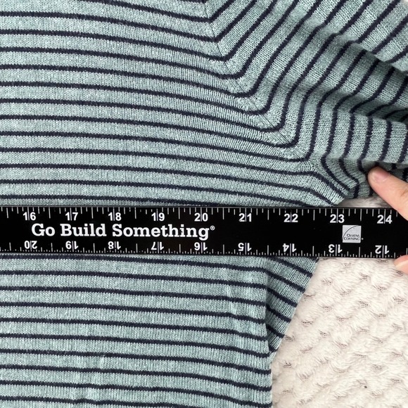 J. Crew Striped Cotton Cashmere Blend Sweater Lightweight Blue Green Mens Size S - Picture 3 of 6